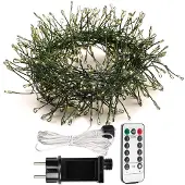 Dripio LED-Lichterkette 15 m, 500 warmweiße LEDs, grüner Draht, Fernbedienung