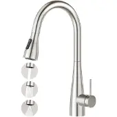 Crea Küchenarmatur mit Brause ausziehbar, Einhebelmischer Spültischarmatur, 3 Wasserstrahlarten, gebürstet