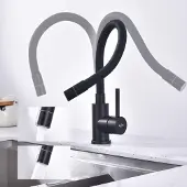 Sonstiges Küchenarmatur Spültischarmatur 360° drehbar, flexibel, 2 Strahlarten, Edelstahl, schwarz matt