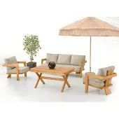 AEA Gartenmöbel Set aus Holz und Textil in Beige, modern, robust