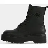 Replay Footwear Schnürstiefelette "LUISA FLAME", Damen, Gr. 41, Textil, schwarz, Lederimitat, unifarben mit Farbeinsatz, Schuhe Schnürstiefelette, Schnürboots, Plateauboots mit Logoband an der Ferse