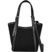 DrachenLeder Florence Damen Schultertasche Wildleder Tasche schwarz D3OTM816S1