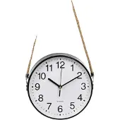 OEM Wanduhr, lautloses Uhrwerk, natürliche Hanfseil, Schwarz