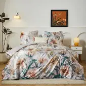 Sonstiges Bettwäsche-Set 3-teilig Satin Blumenmuster 230x220 cm mit 2 Kissenbezügen