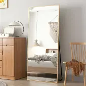 Dripio Standspiegel 165x60 cm, gold, großer Bodenspiegel, dünner Rahmen