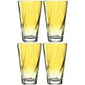 Leonardo Gläser-Set "Trinkglas, TWIST, 300 ml, 4er-Set", gelb, H:13cm Ø:8cm, Glas, Trinkgefäße, Gläser-Set, Longdrinkbecher, spülmaschinengeeignet