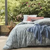 OEM Bettbezug Baumwoll-Perkal, 240 x 220 cm, blau, Blumenmuster
