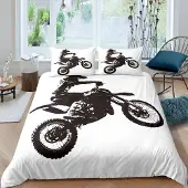 OEM Bettbezug Super King Size, Dirt Bike, Motorrad, Schwarz-Weiß
