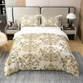 OEM Bettwäsche-Set Super Kingsize 100% Baumwolle Damast Gold