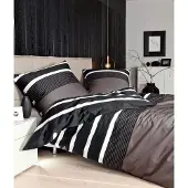 OEM Mako-Satin Bettwäsche 155x220 + 40x80 cm, Nougat-Schwarz