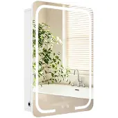 OEM LED-Badspiegel mit Aufbewahrung, Anti-Beschlag, 46x14x66 cm, Weiß