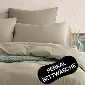OEM Bettwäsche-Set 135x200 + 80x80 cm, taupe, 2-teilig, Baumwollperkal