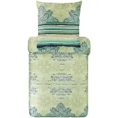 OEM Bettwäsche-Set Satin 200x200 cm grün Blumenmuster