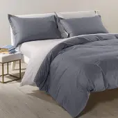 OEM Bettwäsche-Set Doppelbett, zweifarbig, Anthrazit, 100% Baumwolle