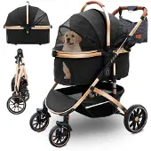 Sonstiges Hundebuggy 3-in-1 für Hunde & Katzen bis 30 kg, Schwarz, 39.8x77x102cm