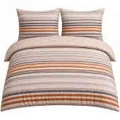 OEM Bettwäsche 200x200 cm Renforcé Taupe Streifen Wendebettwäsche