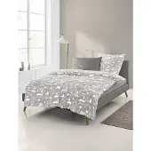 OEM Flanell Bettwäsche 155x220 cm + Kissen 80x80 cm, Beige