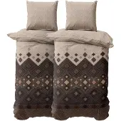 OEM Bettwäsche-Set 4-teilig 135x200 cm, 2 Kissenbezüge 80x80 cm, Baumwolle, braun