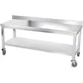 GOLDINOX Arbeitstisch aus Edelstahl, Unterbau, 1800 x 600 mm, mit Rollen, -