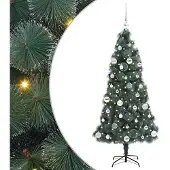 vidaXL Künstlicher vorbeleuchteter Weihnachtsbaum mit Kugelset Grün