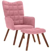 vidaXL Relaxsessel mit Hocker Rosa Samt