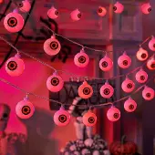 Dripio Halloween-Lichterkette, 6 m, 40 rote LED-Augäpfel, 2 Modi