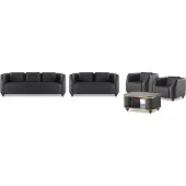 AEA Komplett-Set 3-Sitzer 2-Sitzer Sessel Couchtisch Ledersofas Leder Holz