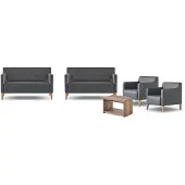 Xl Moebel Gmbh Arbeitszimmer-Set 5tlg Schwarz 2x 2-Sitzer 2x Sessel Braun Couchtisch