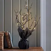Dripio LED-Zweigbaum 50 cm, schwarz, warmweiß, Timer, für Halloween