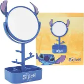 Dripio Stitch Spiegel mit Schmuckständer, rund, 20 cm, blau