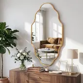 OEM Ovaler Wandspiegel 65x115 cm, Roségold, Alurahmen, modern