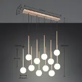 TRIO Hängelampe Firano, goldfarben, Länge 129 cm, Metall,11-flg.