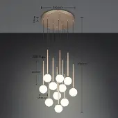 TRIO Hängelampe Firano, goldfarben, Ø 66 cm, Metall, 11-flg.