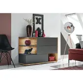AC-DÉCO Sideboard Silk Anthrazit/Eiche Wotan