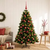 Syfax Künstlicher Weihnachtsbaum mit Weihnachtskugel 150 cm 150 LEDs