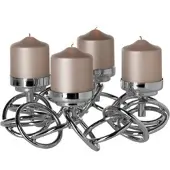 Fink Kerzenleuchter "SONETTE", silber (silberfarben), H:18cm Ø:33cm, Aluminium, Edelstahl, Glas, Kerzenhalter, Kerzenleuchter, Adventskranz, Leuchterkranz, 4-flammig, vernickelt, mit Glas