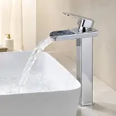 Homelody Waschtischarmatur Wasserfall Einhandmischer Messing 260 mm Chrom