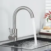 Sonstiges Waschtischarmatur Bad Waschbecken Wasserhahn Edelstahl 360° drehbar gebürstet Nickel 24 cm