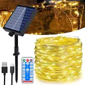 Dripio Solar-Lichterkette 30 m, 300 LEDs, Kupferdraht, IP65, 8 Modi, Fernbedienung