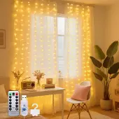 Dripio LED-Lichtvorhang 3x3m, 200 warmweiße LEDs, kürzbar, USB, Fernbedienung