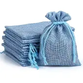 OEM Jutebeutel 24 Stück, hellblau, 10 x 14 cm, für Adventskalender