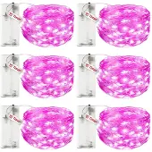 Dripio Lichtkette 3 m, 30 LEDs, batteriebetrieben, Timer, rosa, 6 Stück