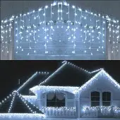 Dripio Eiszapfen-Lichterkette 400 LED 10 m, kaltweiß, wasserdicht, 8 Modi