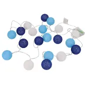 Dripio Stoffballen-Lichterkette LED 3xAA, blau/weiß, 3,15 m