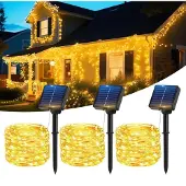 Dripio Solar-Lichterkette 3x17m, 150 LEDs, warmweiß, IP65, 8 Modi