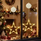 Dripio LED-Sterngirlande, 2 Stück, 10 LEDs, warmweiß, Timer, batteriebetrieben