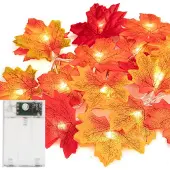 OEM Ahornblatt-Lichterkette 3 m, 20 LEDs, warmweiß, Herbstdeko