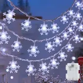 Dripio LED-Lichtschnur Schneeflocken 6 m 40 LEDs batteriebetrieben IP65