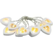 OEM Holz-Herz-Lichterkette, 10 warmweiße LEDs, 2 m, batteriebetrieben