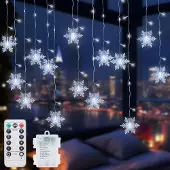 OEM Lichtgordijn Schneeflocken 4,2 m 96 LEDs kaltweiß batteriebetrieben